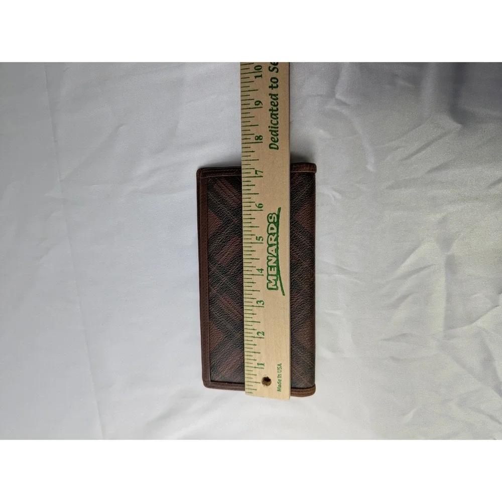 Vintage Polo Ralph Lauren Long Wallet Bifold Brown Tartan‎ Leather Checkbook